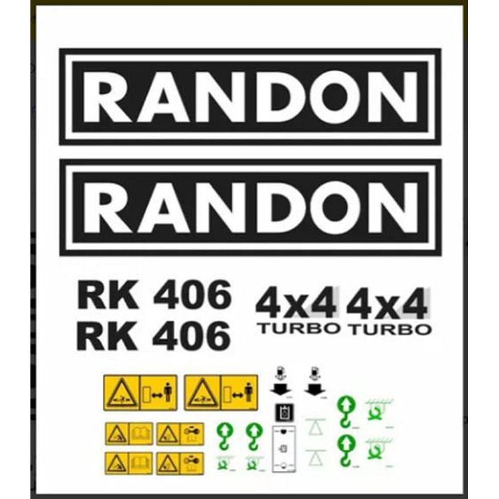 Kit Adesivos Randon Rk 406 4X4 Para Retro Escavadeira