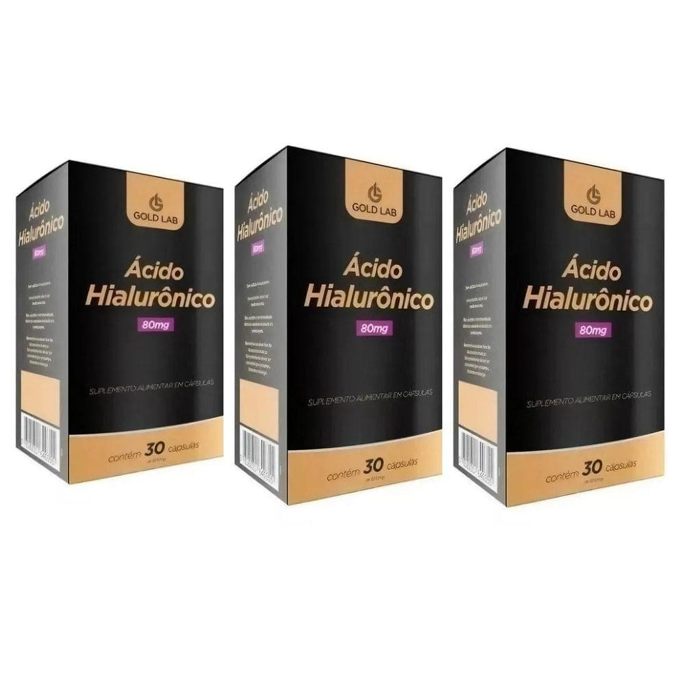 Kit C/3 Ácido Hialurônico 80Mg C/30 Cápsulas- Gold Lab