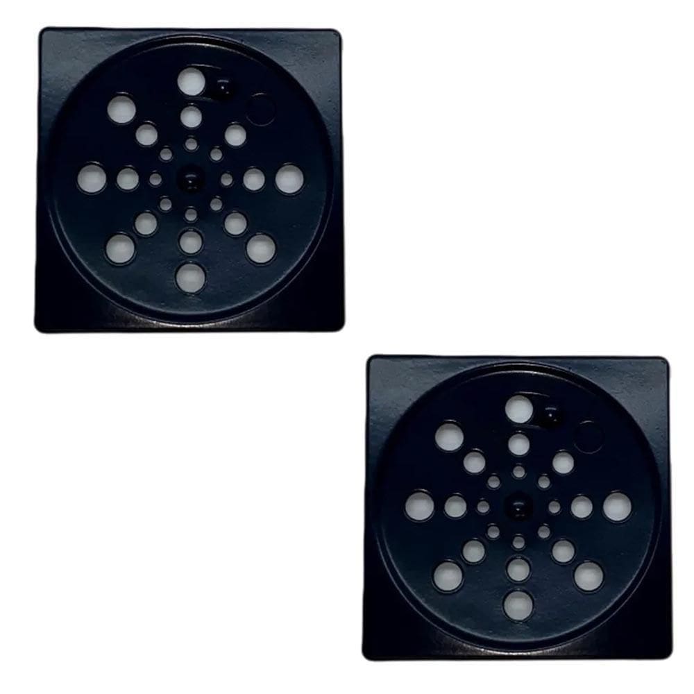 Kit 2 Ralo Grelha Inox Preto Banheiro Quadrado 10X10 C Fecho