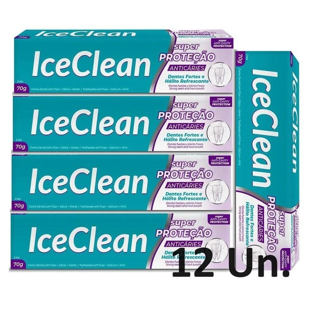Pasta De Dentes Ice Clean Menta 70G Kit Com 12 Un.