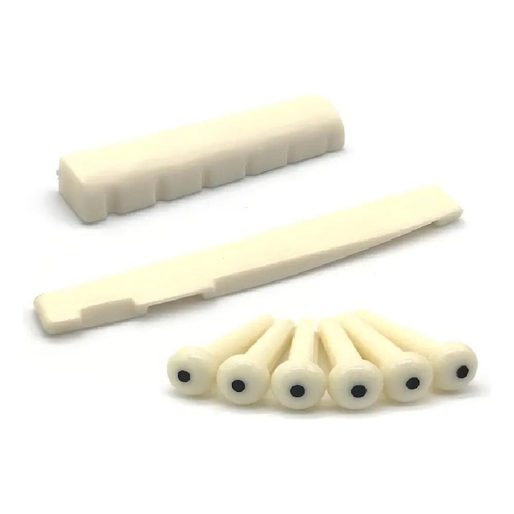 Peças Para Violão De Aço Rastilho Pestana Nut E Pinos Jogo