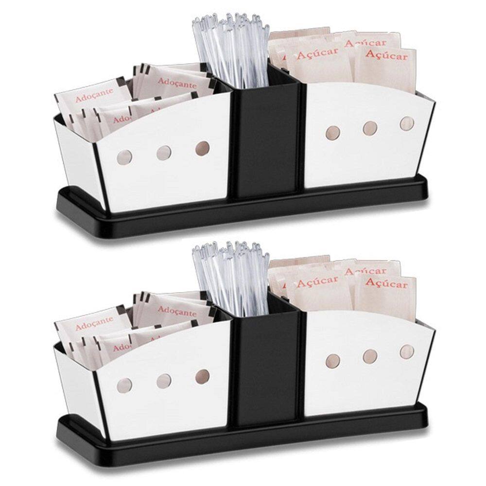 Kit 2 Suporte Porta Saches Inox Cafe Açucar Restaurante