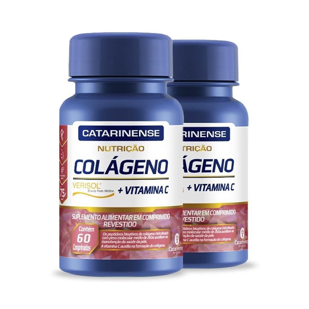 Kit 2 Colágeno Verisol + Vitamina C Catarinense 60 Cápsulas