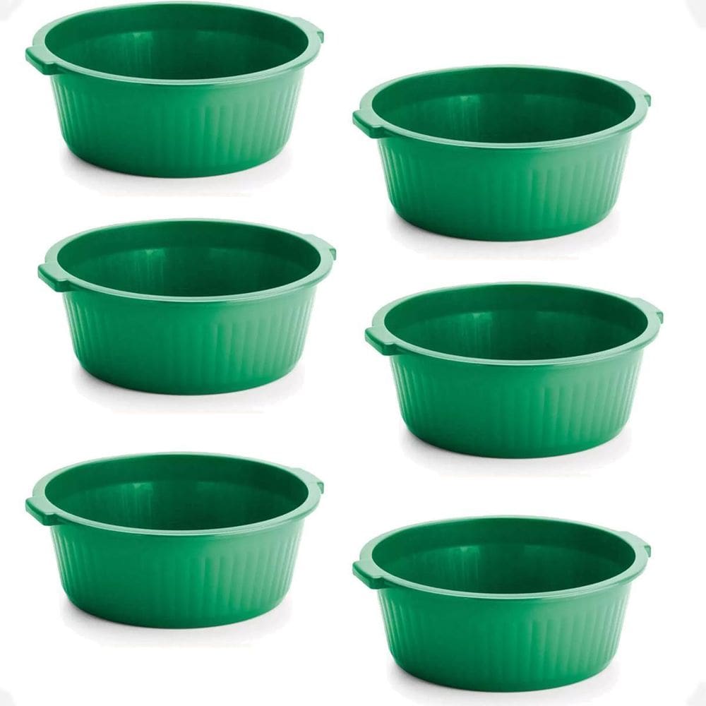 Kit 6 Balde Bacia Multiuso De Plástico Canelada 12 Litros