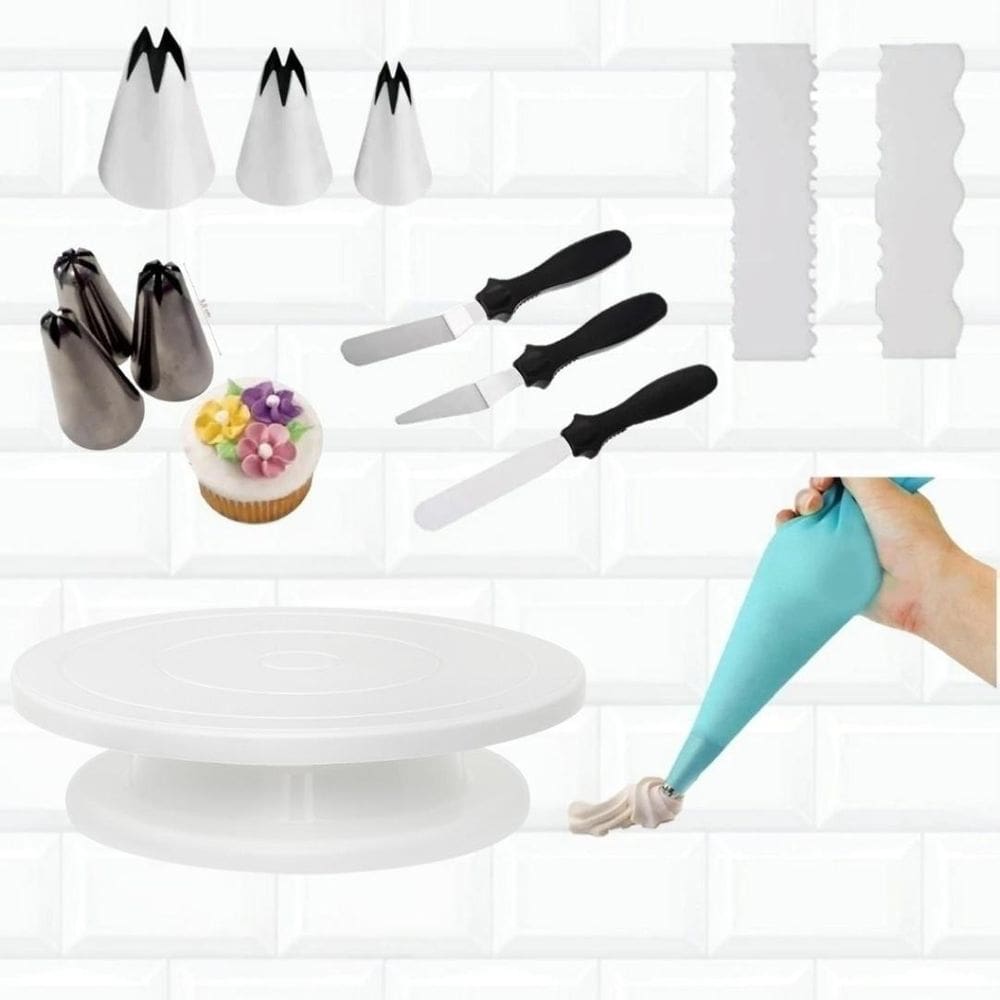Kit Confeitaria Bailarina Giratoria + Espatulas + Bicos Saco