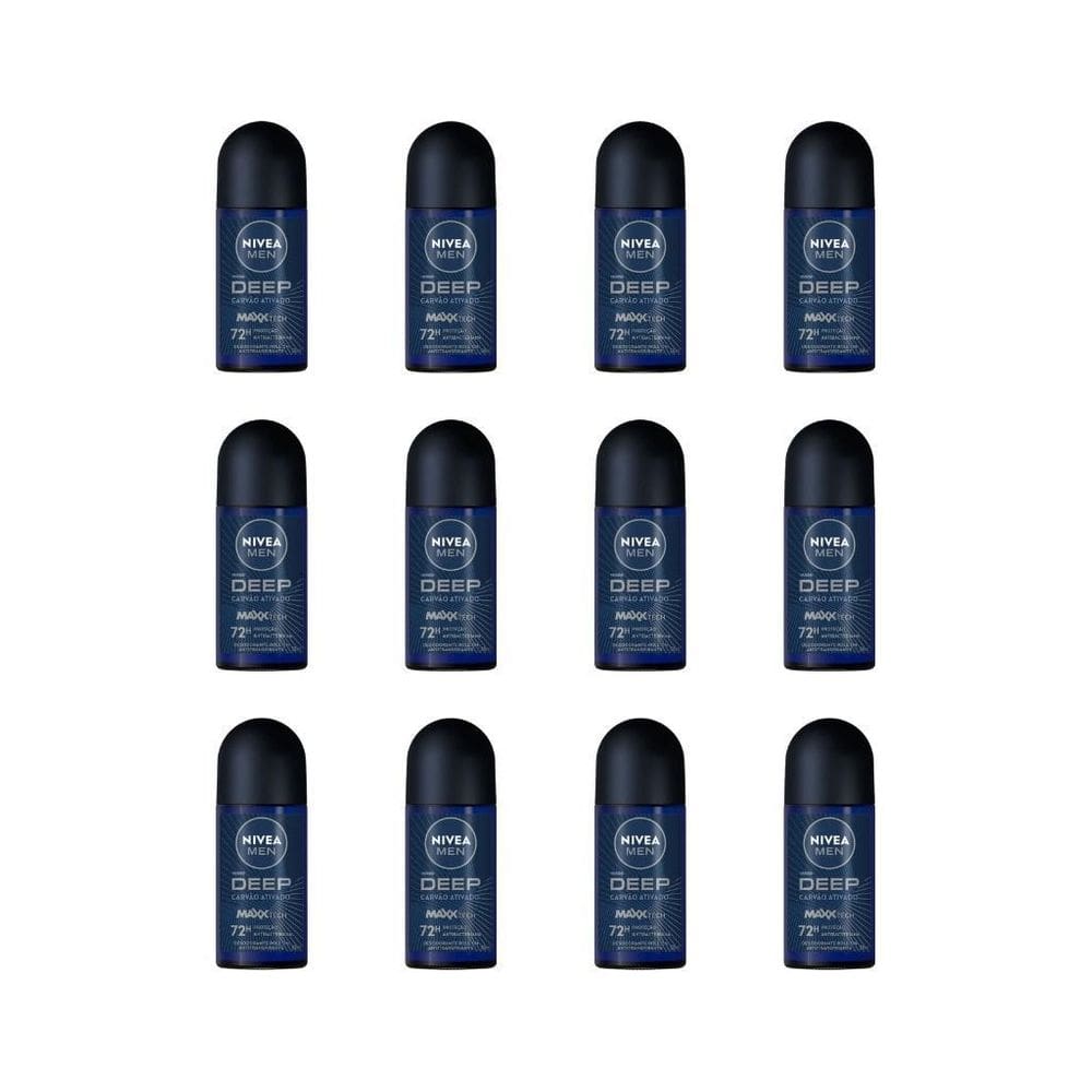 Desodorante Roll-On Nivea 50Ml Men Deep Carvao Ativado-12Un