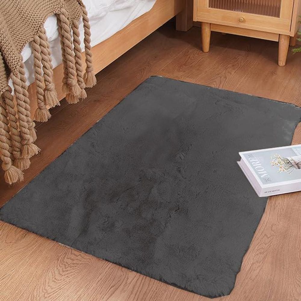 Tapete Chinchila Rozac Antiderrapante 50X70 Cm - Cinza