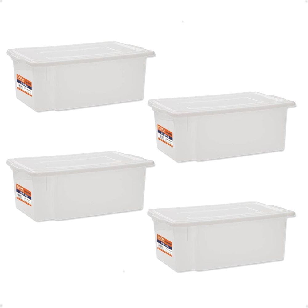 Kit 4 Caixa Tampa Linha Pro 25Litros Branca 521 Paramount