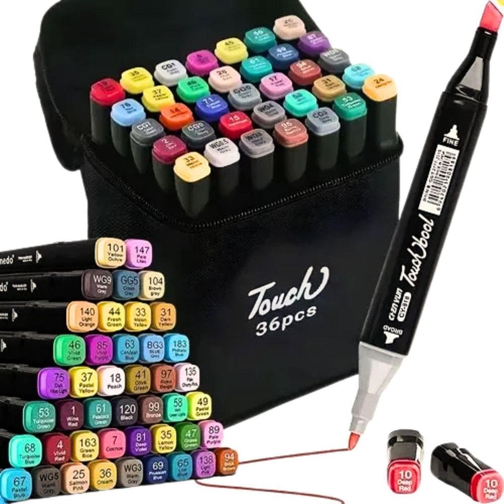 Canetinhas Coloridas Escolar Ponta Dupla Estojo 36 Cores