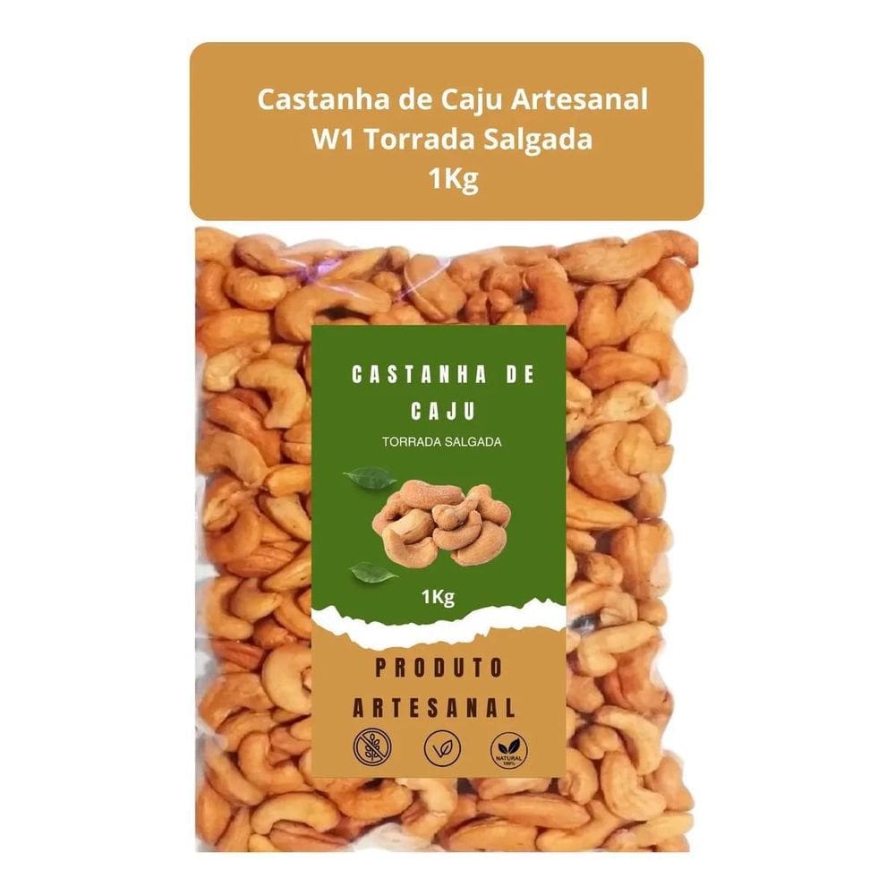 1Kg Castanha De Caju Banda Torrada Com Sal Top Premium