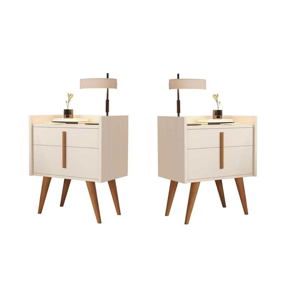 Kit 2 Mesa Cabeceira 1 Gaveta 1 Porta Pés Palito 1188 Davi