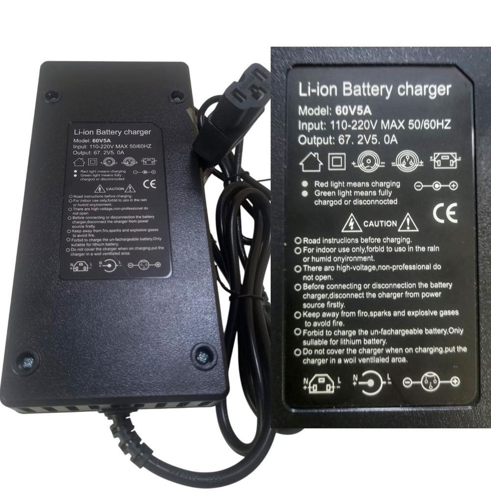 Carregador Bateria Lítio Para Bicicleta Elétrica Scooter 60V