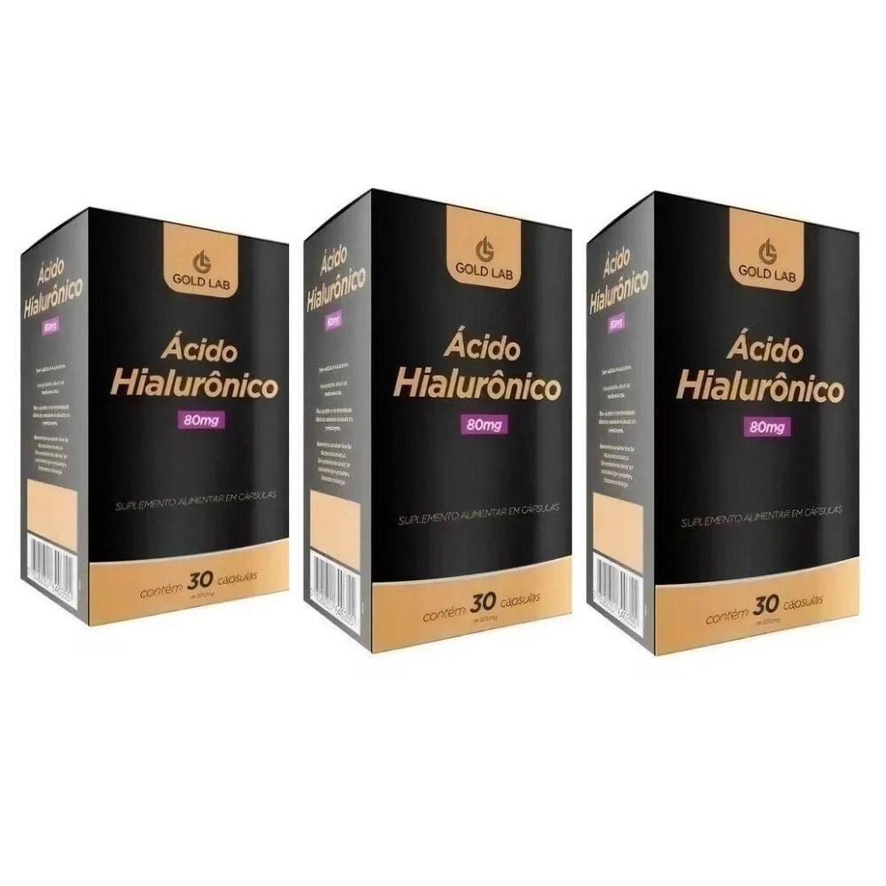 Kit C/3 Ácido Hialurônico 80Mg C/30 Cápsulas- Gold Lab