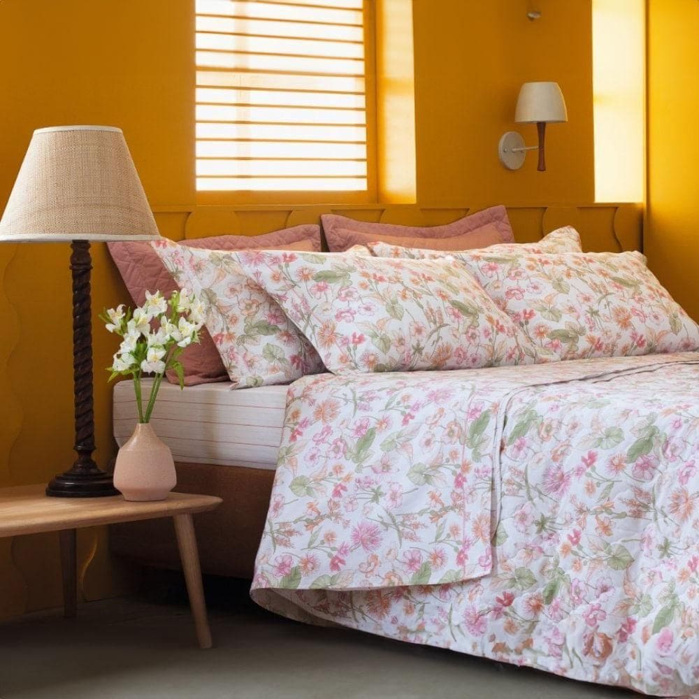 Kit Colcha / Cobre Leito Solteiro King 180 Fios Estampado