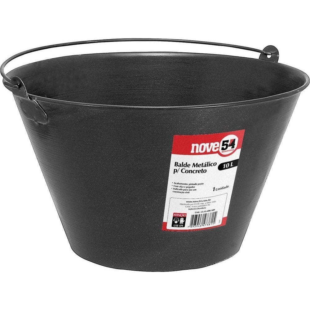 Balde Para Concreto 10 Litros Metálico - Nove54