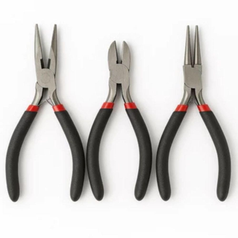 Kit Com 3 Alicates Para Montagem De Bijuterias Preto