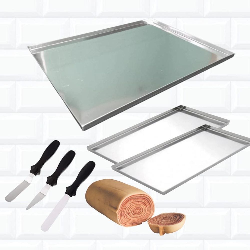 Kit 3 Forma Rocambole 40 Cm + 30 Cm + Espátulas Bolo De Rolo