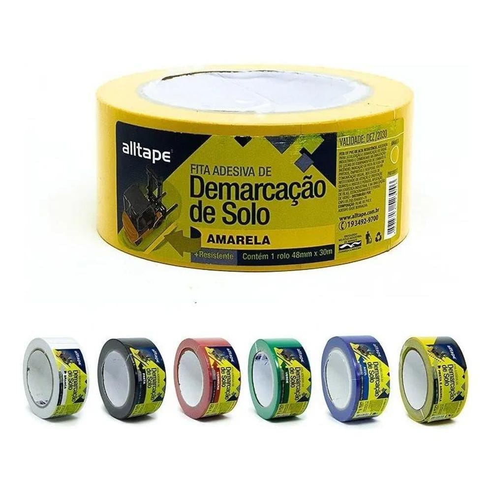 Fita Demarcação Solo Adesiva Sinalização Chão Alltape Cor Am