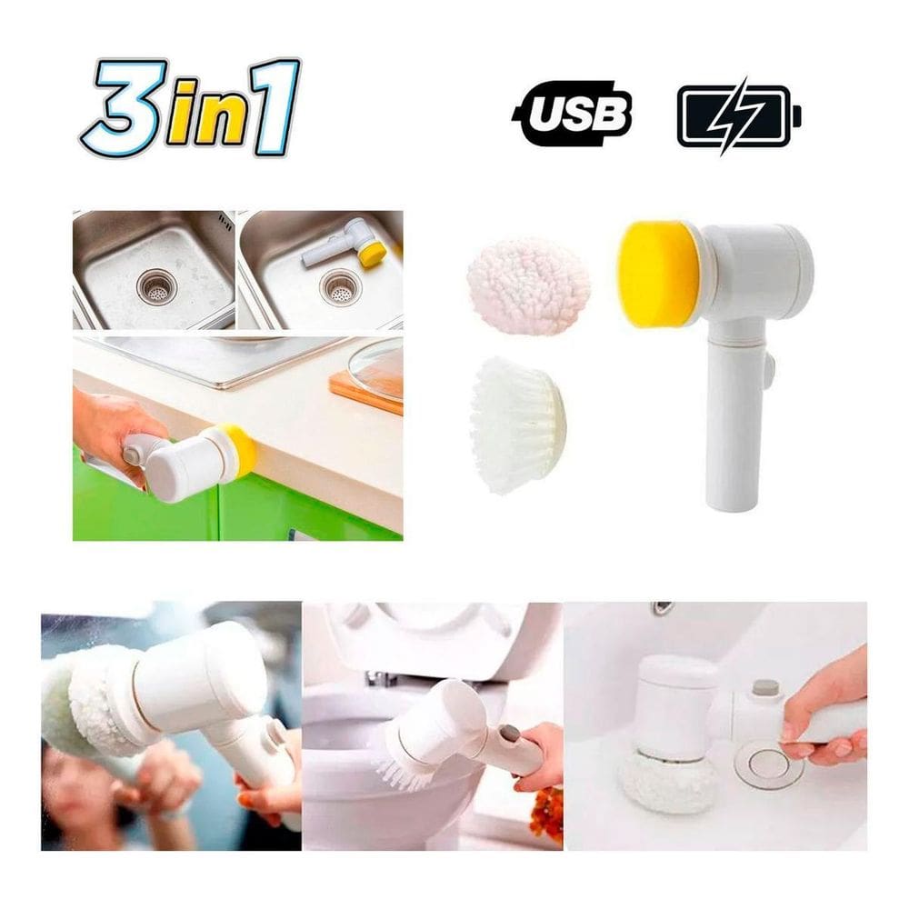 Escova De Limpeza 3Em1 Elétrica Limp Giratória Magic Brush