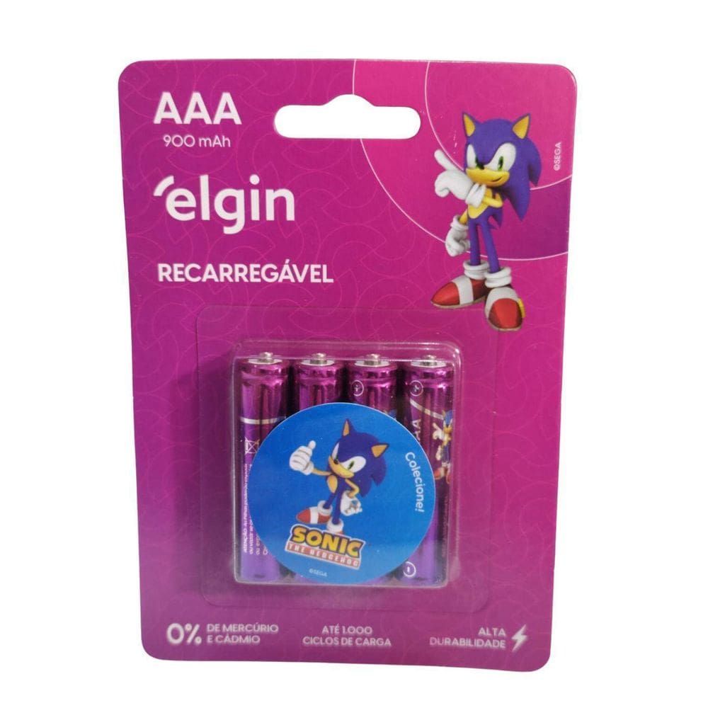 Elgin Recarregável Aaa Palito 900Mah 1 Cartela Com 4 Pilhas