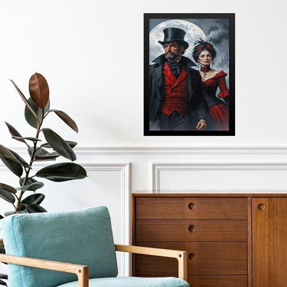 Quadro Exú E Pombagira 7 Encruzilhadas 45X34Cm - Com Vidro