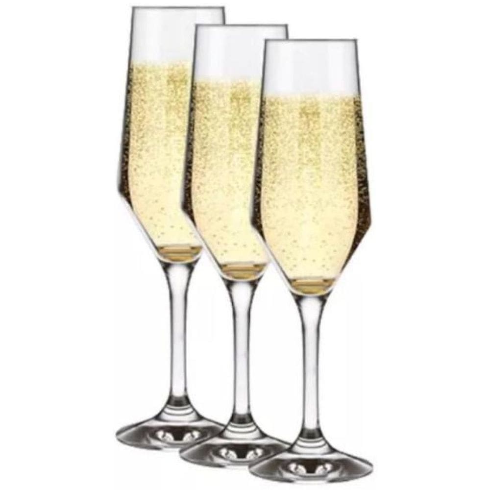 Kit 6 Taças Champagne Cristal Buffet Vidro Liso 186 Ml Nadir