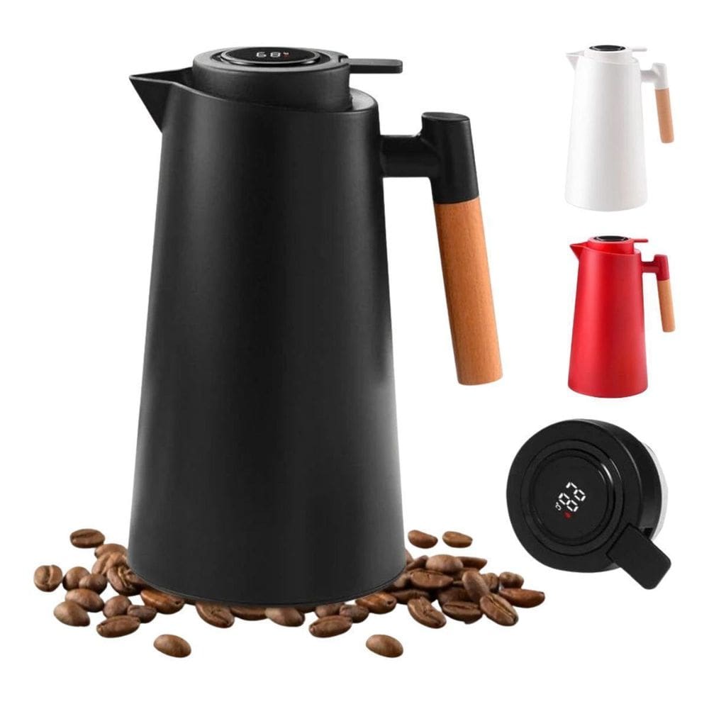 Garrafa De Cafe Térmica Preta Com Termômetro Digital 1L