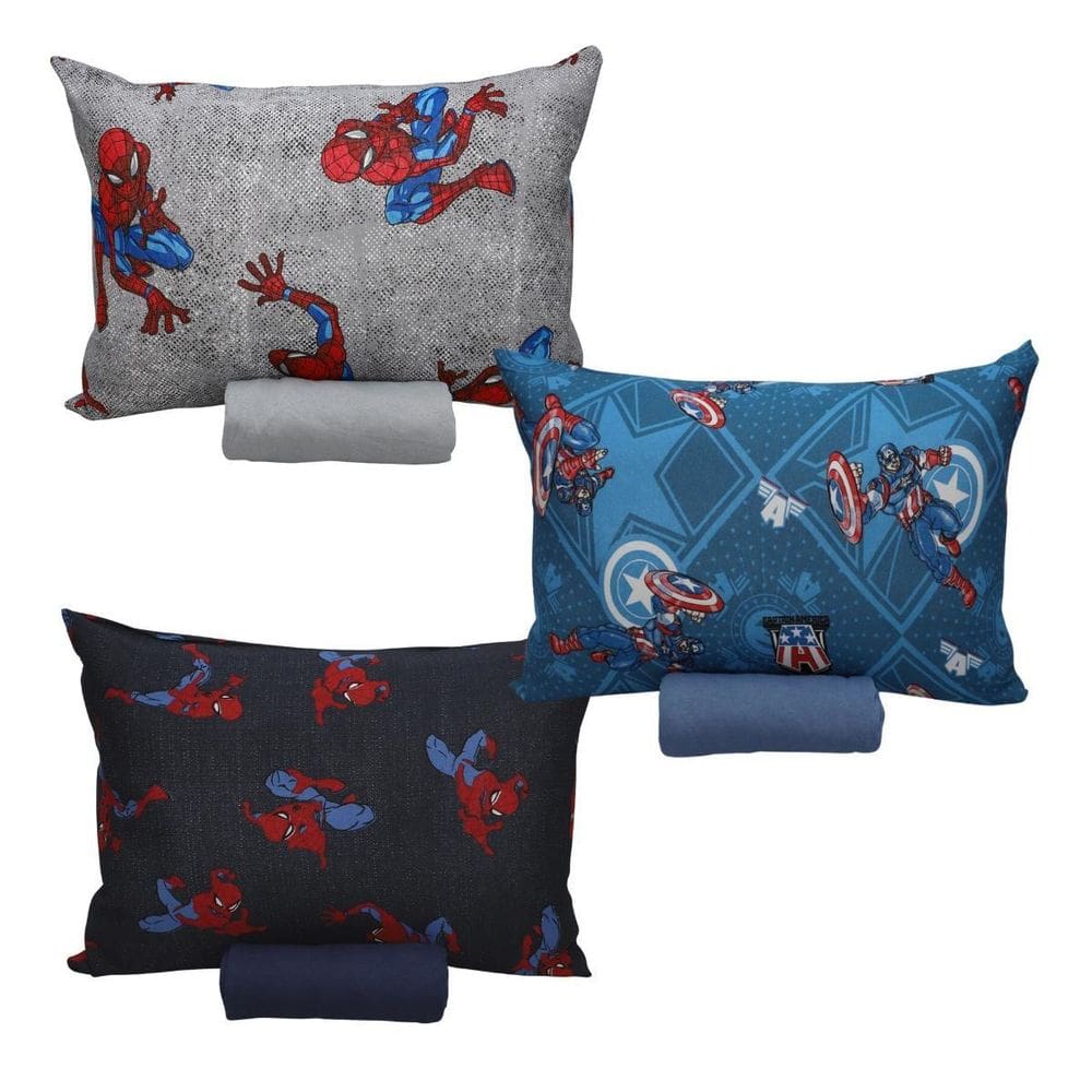 Kit 3 Roupas De Cama 100% Algodão Menino Super Heróis Marvel