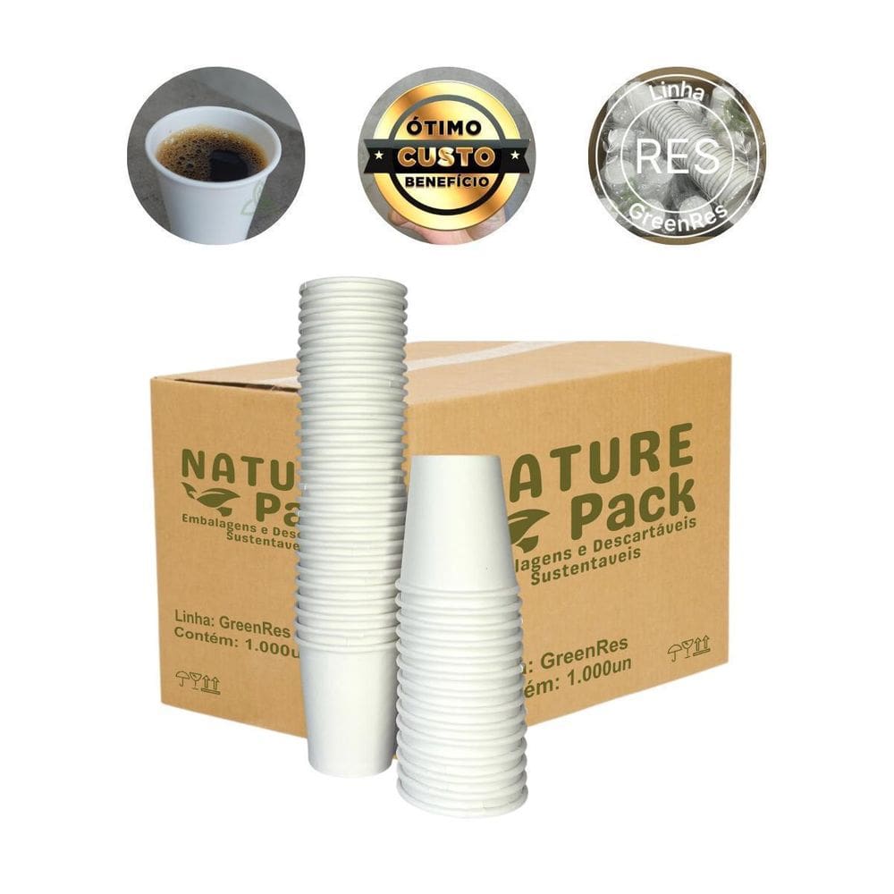 Copo De Papel Descartável Branco Bio Café Expresso Cx 1000Un
