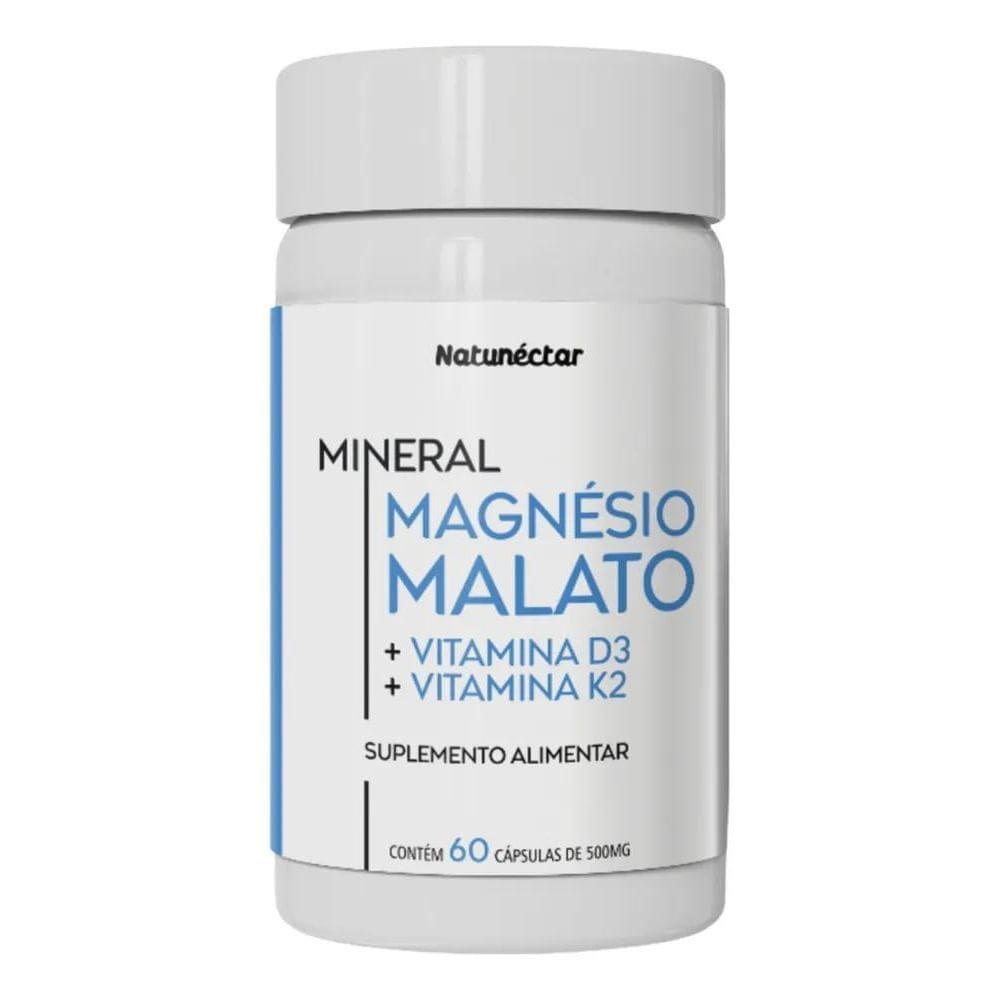 Magnésio Malato D3+K2 500Mg 60 Cápsulas - Natunéctar