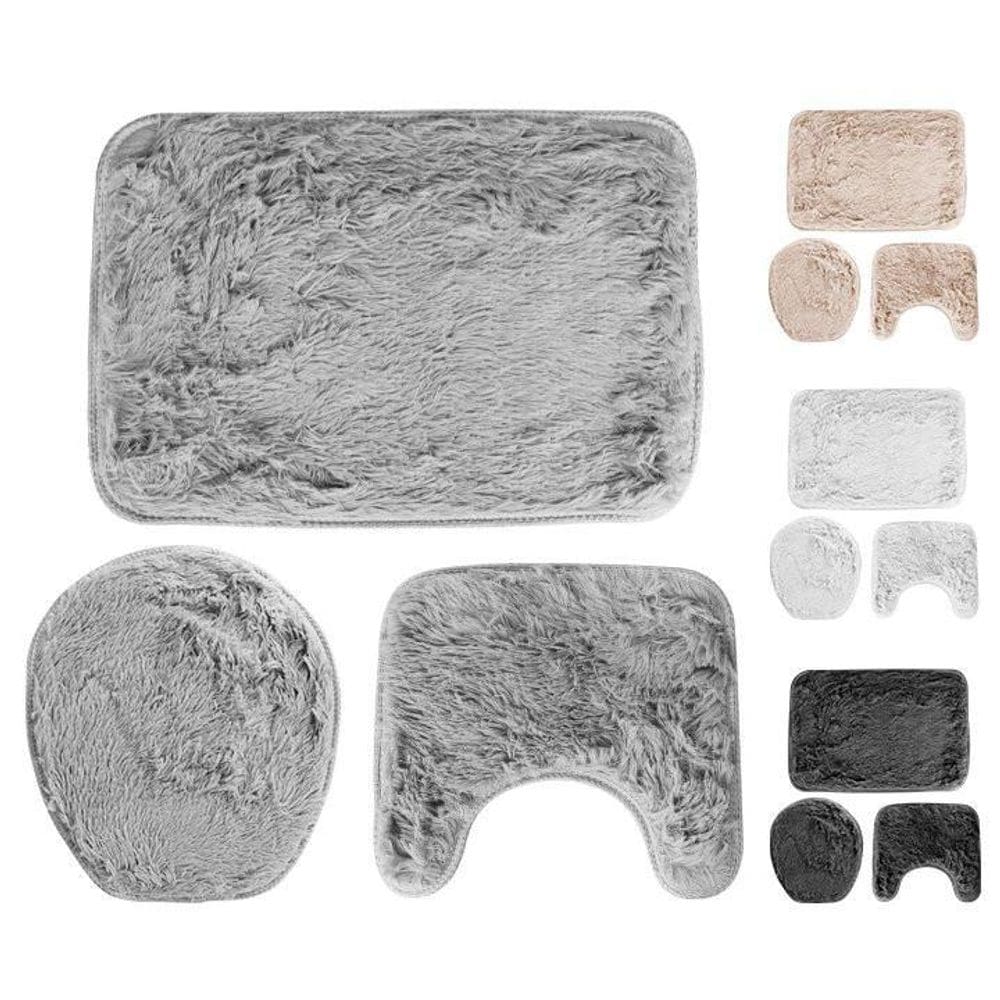 Jogo 3 Peças Tapete Para Banheiro Veludo