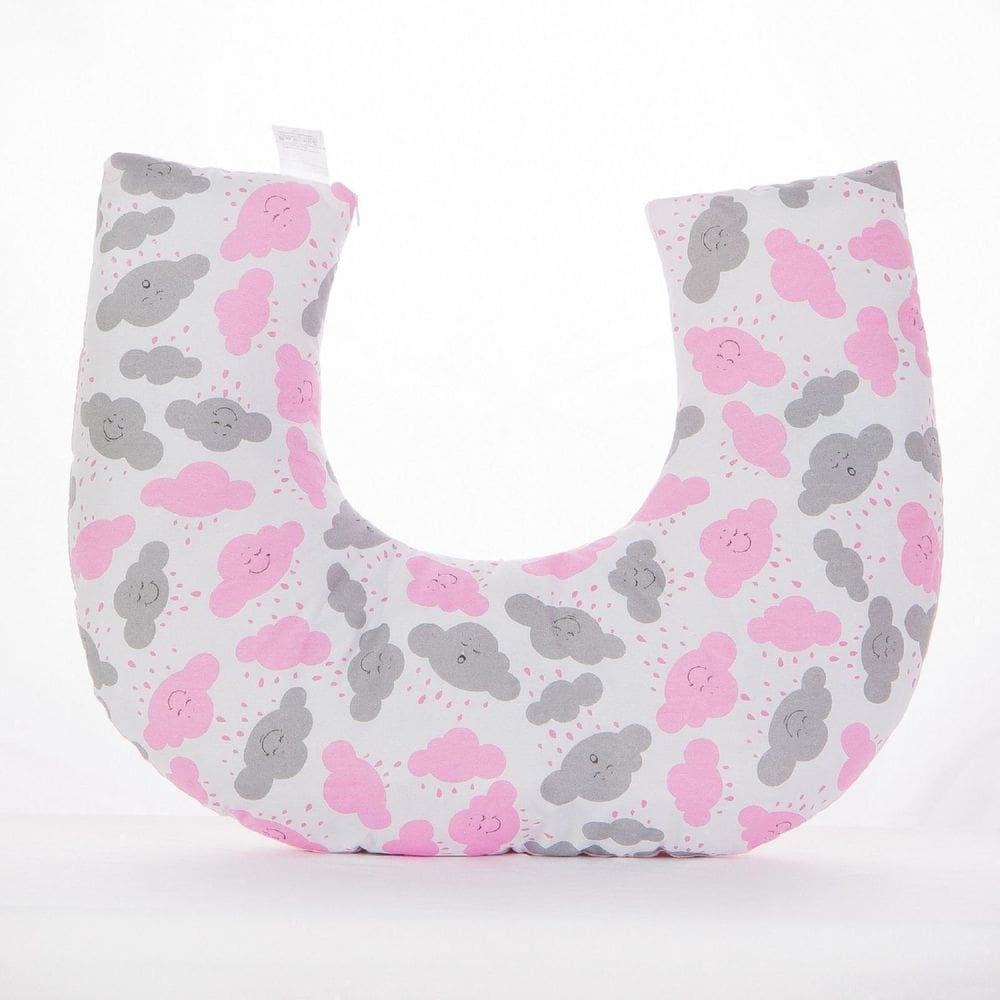 Almofada Amamentação Estampada Para Bebê Nuvem Rosa