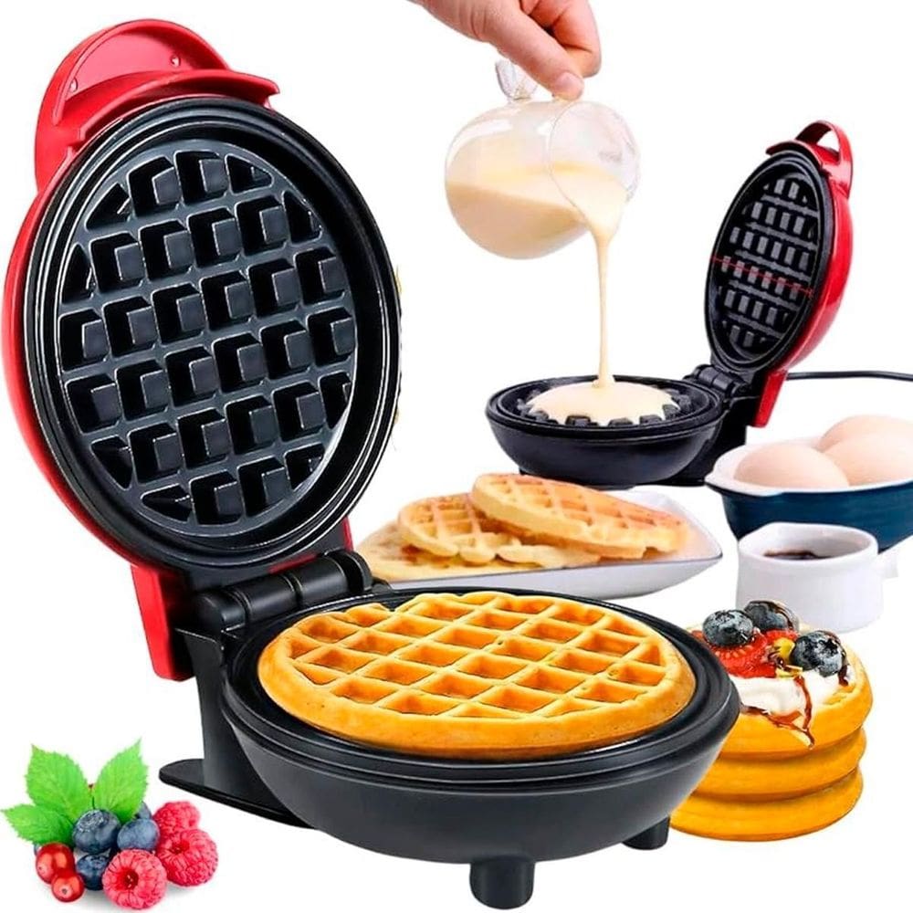 Mini Waffle Elétrica Antiaderente Compacta Dia A Dia 110V