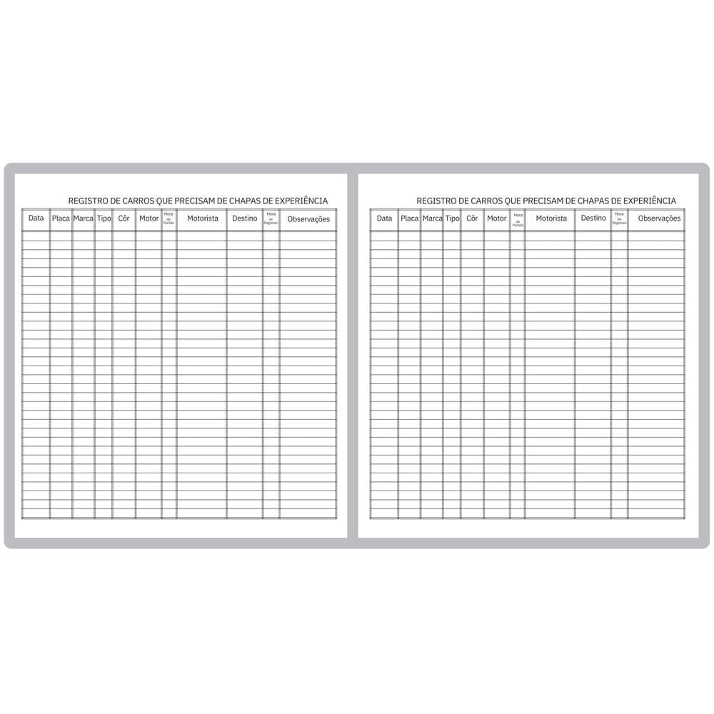 Kit 2 Livros Registro Chapa Experiência 100 Folhas Controle