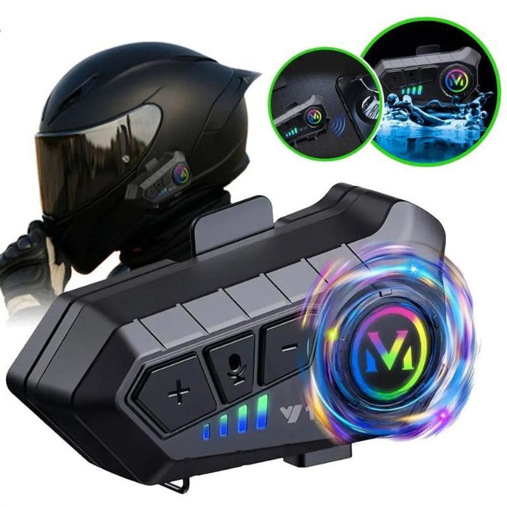 Fone De Ouvido Para Capacete Bluetooth Headset Rgb Sem Fio