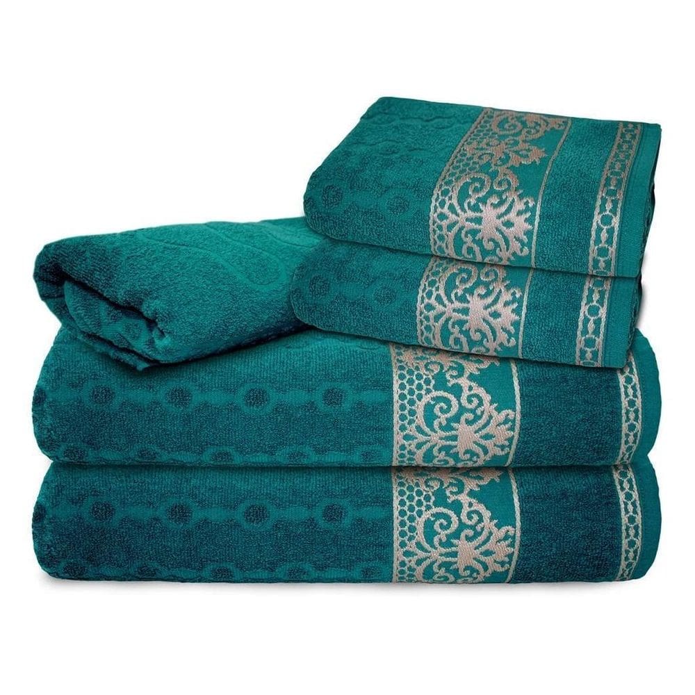 Jogo De Toalha Ohana  1 Banho + Rosto  100% Algodão Azul