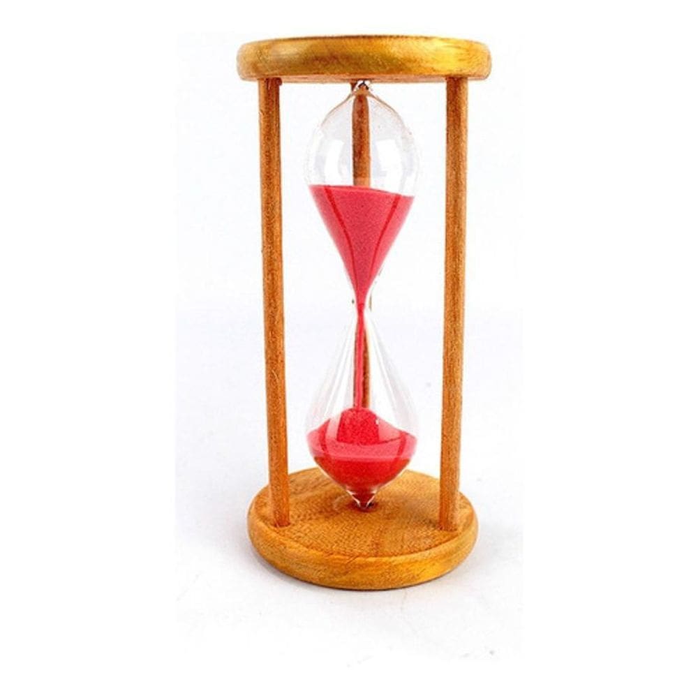 Ampulheta Madeira Vidro Relógio De Areia Vermelho 30 Seg Fg