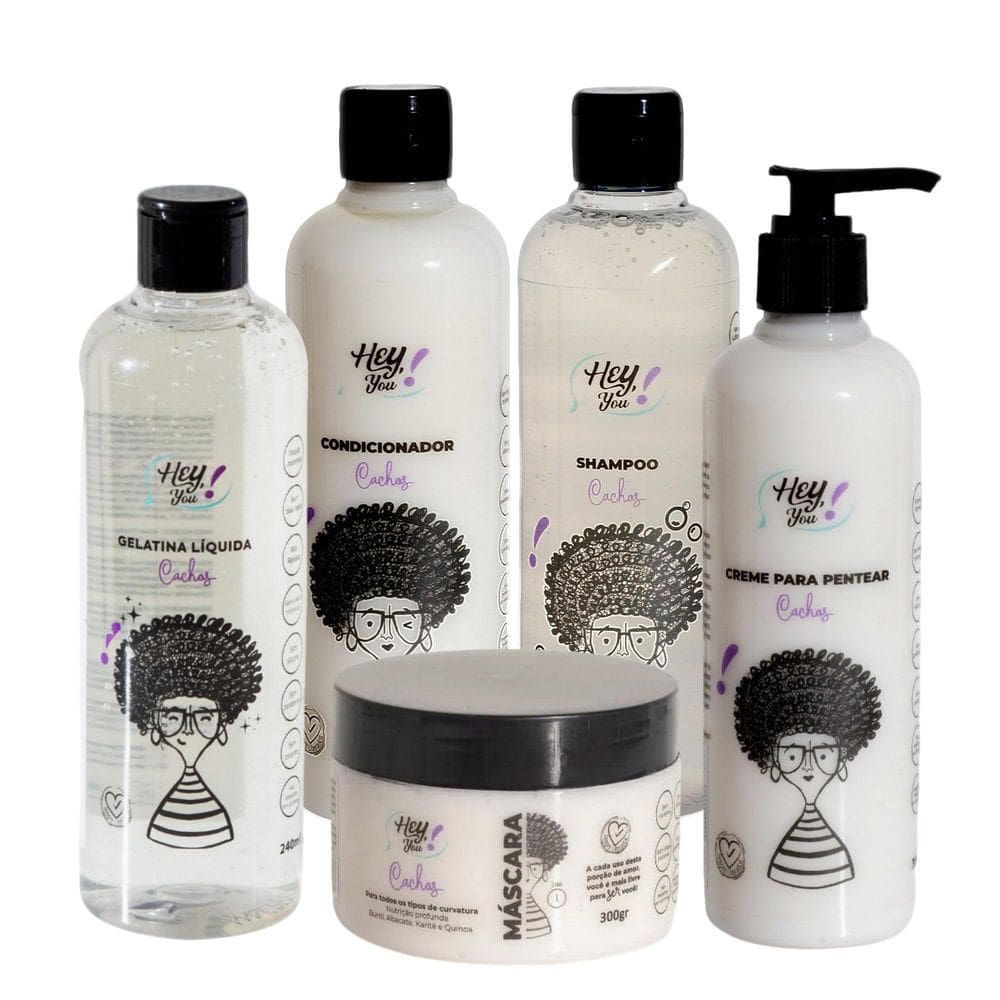 Kit Shampoo Condicionador Mascara Creme E Gelatina - Hey You