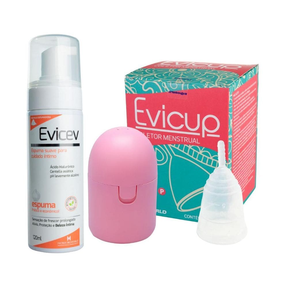 Kit Coletor Menstrual Evicup P + Caixinha Esterilizadora +