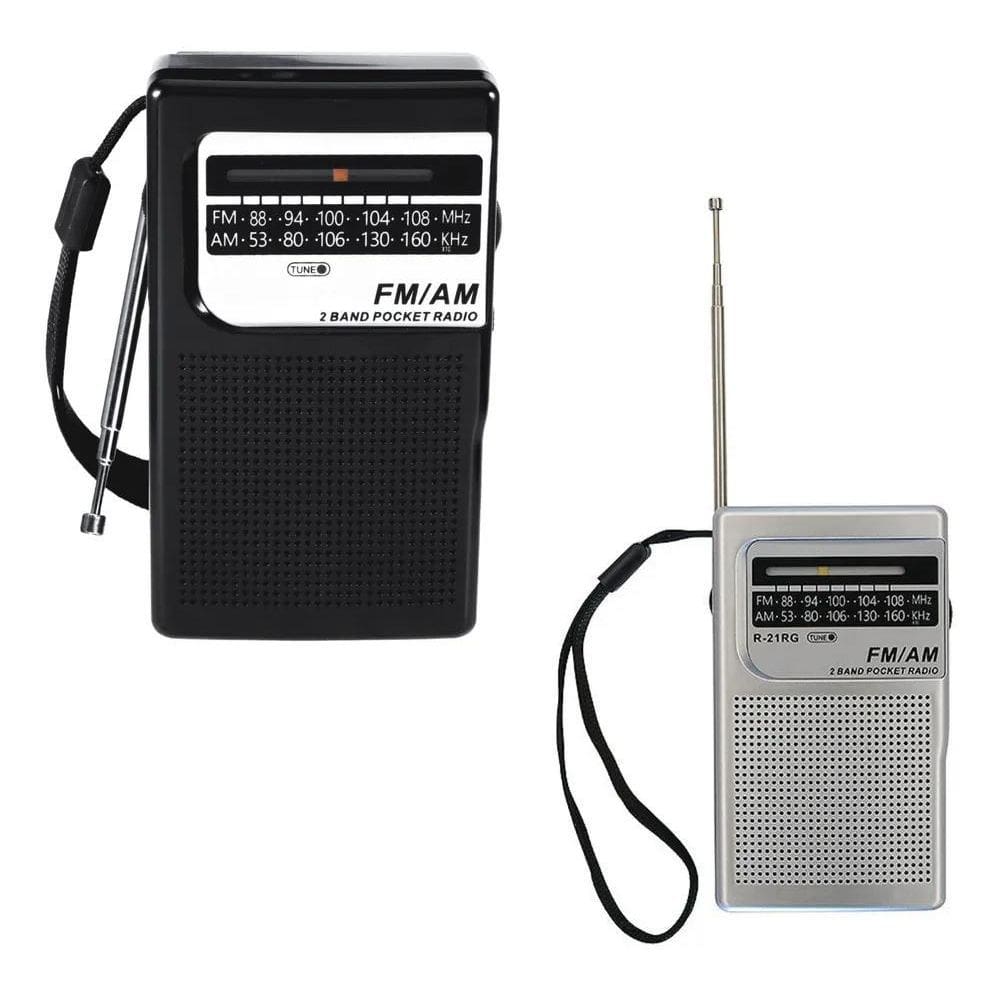 2X Radinho Fm Pilha Presente Pai Vô Portátil Pequeno Bolso N