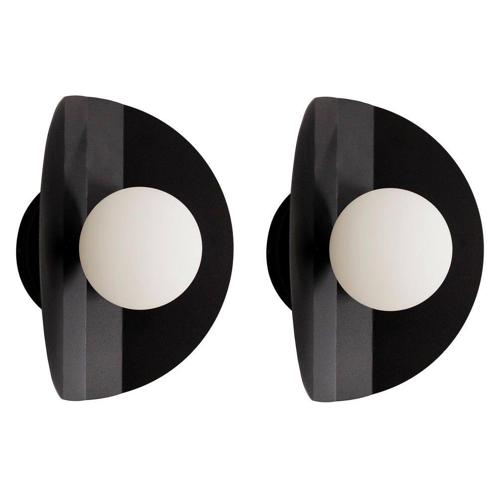 Kit 2 Arandelas Luminária De Parede Cacau Globo Vidro Preto