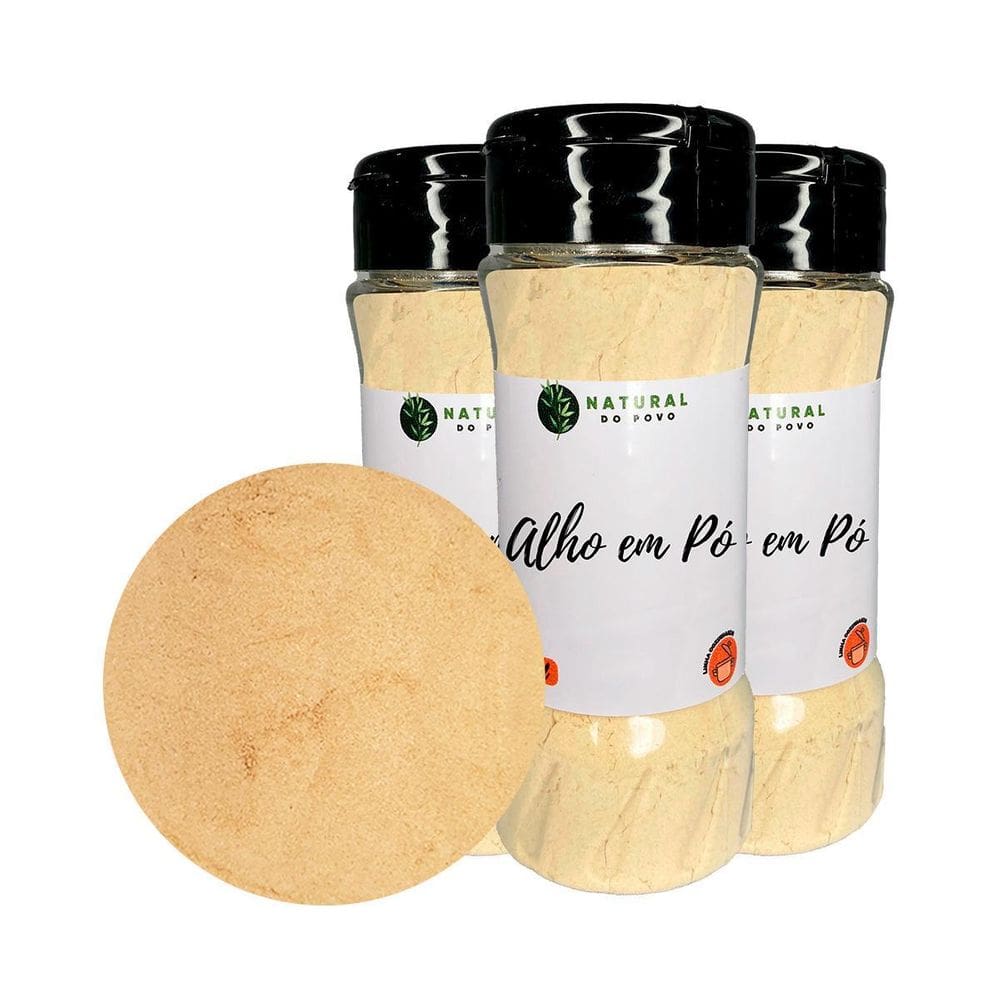 Alho Selecionado Em Pó Pote Com Dosador Kit 3 Premium 55G