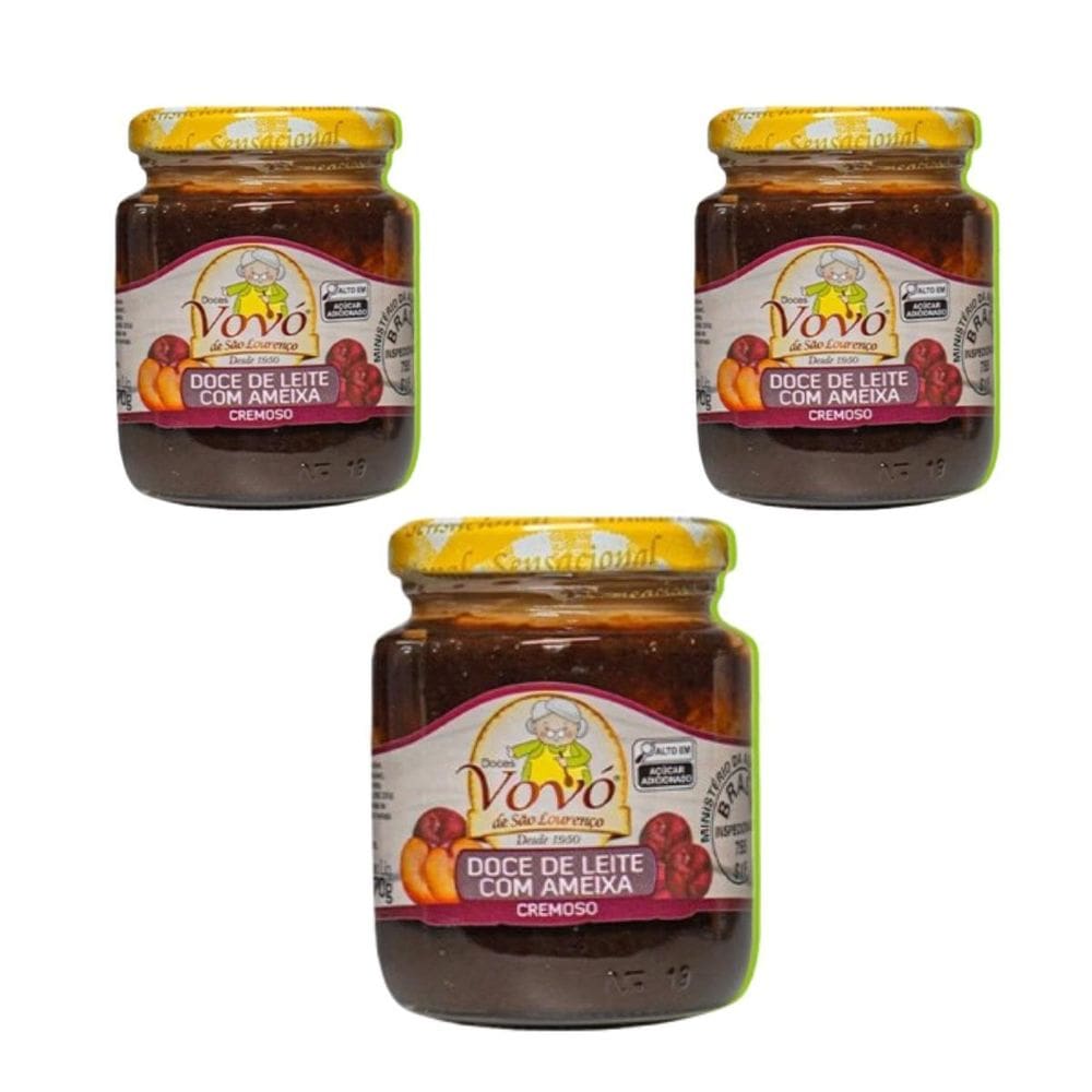Kit 3 Doce Cremoso Com Leite E Ameixa 270G Doces Vovo