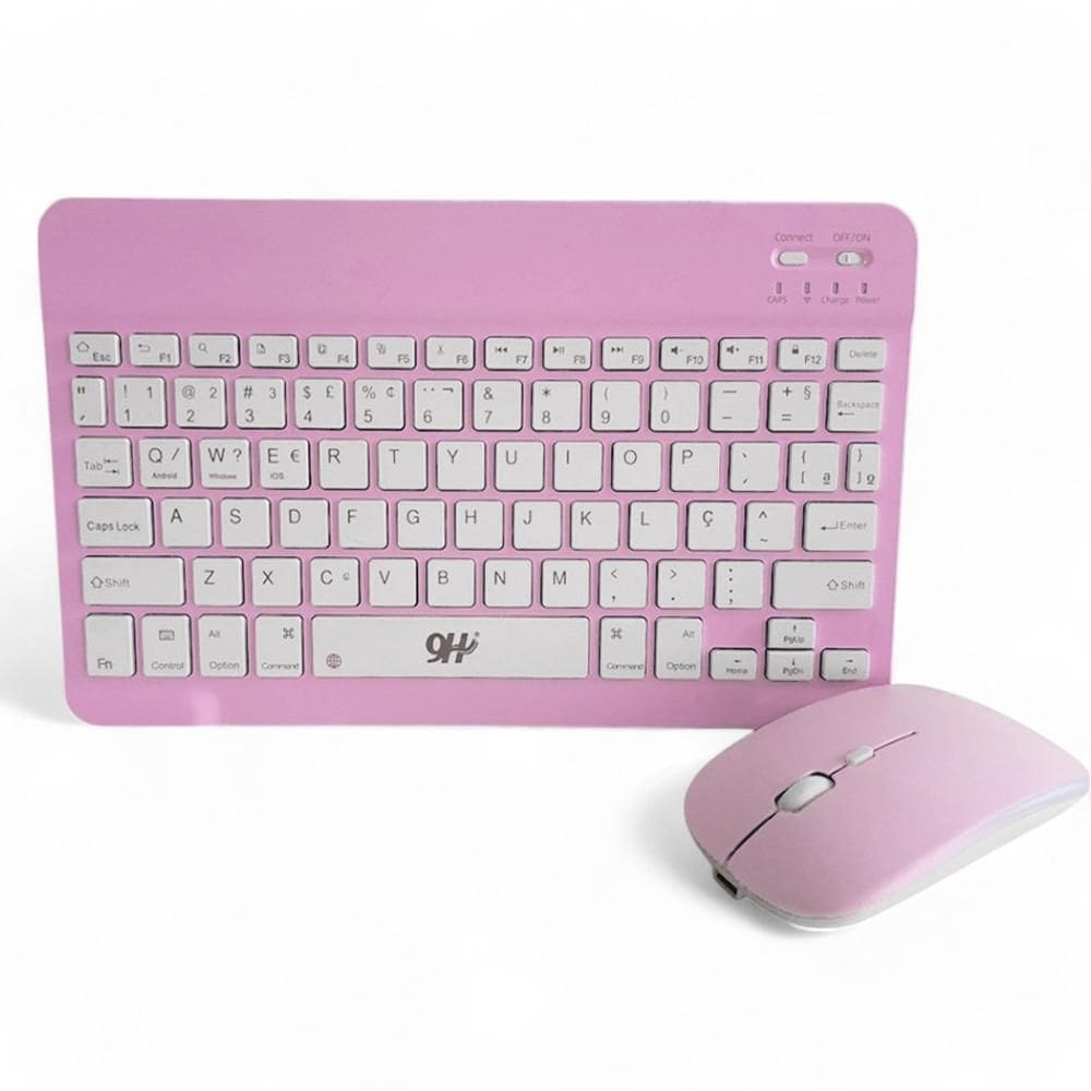 Teclado E Mouse Sem Fio A6732 Slim Recarregável Rosa