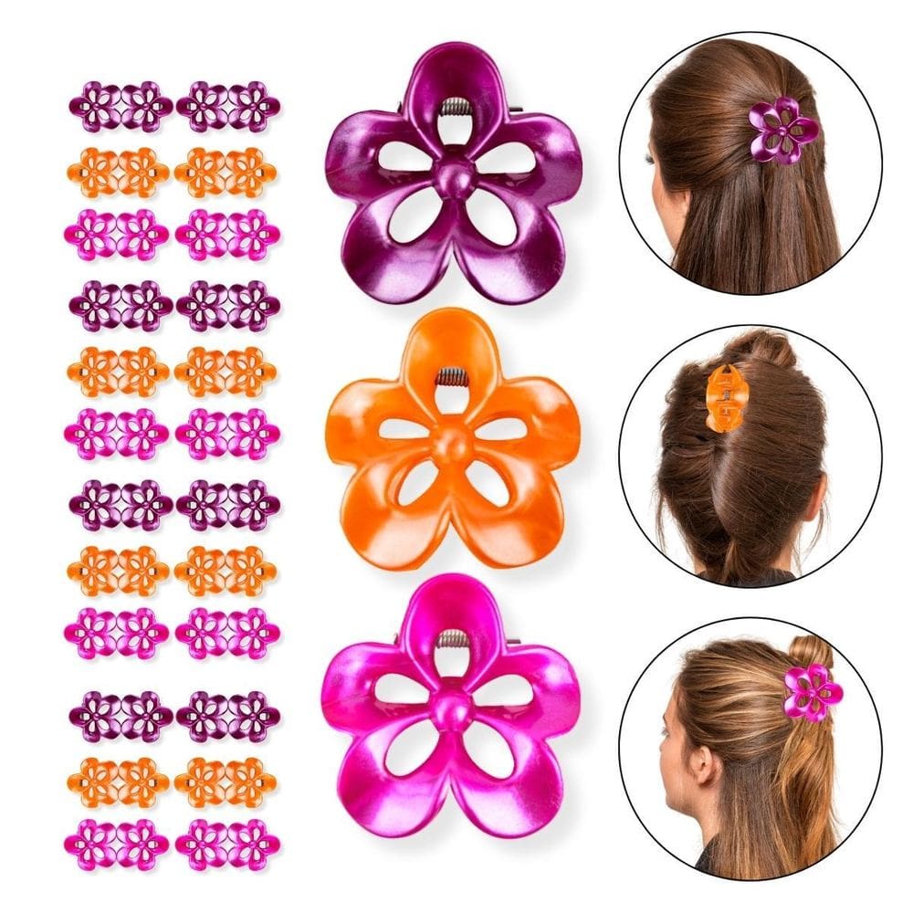 Kit 48 Presilha Prendedor Acessório Cabelo Flor Perolada