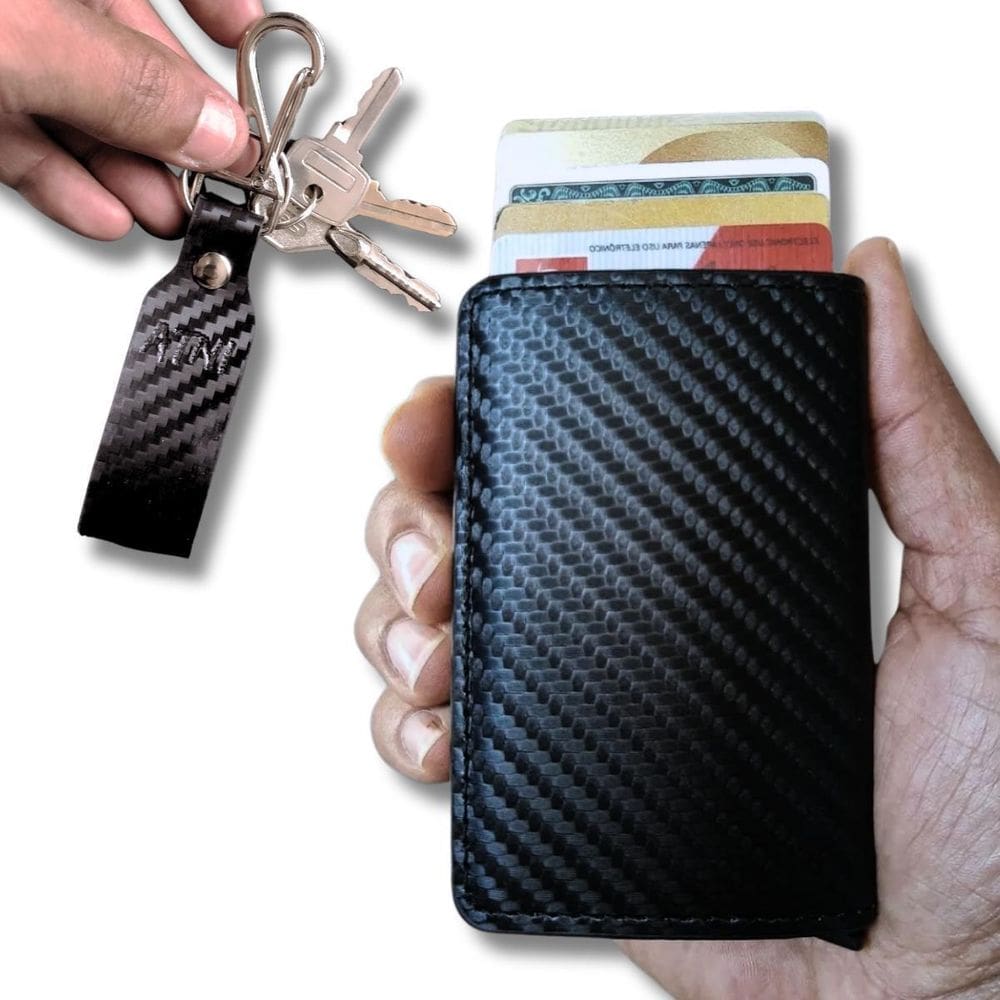 Carteira Futuro Rfid Slim Porta Cartões De Couro Antifurto