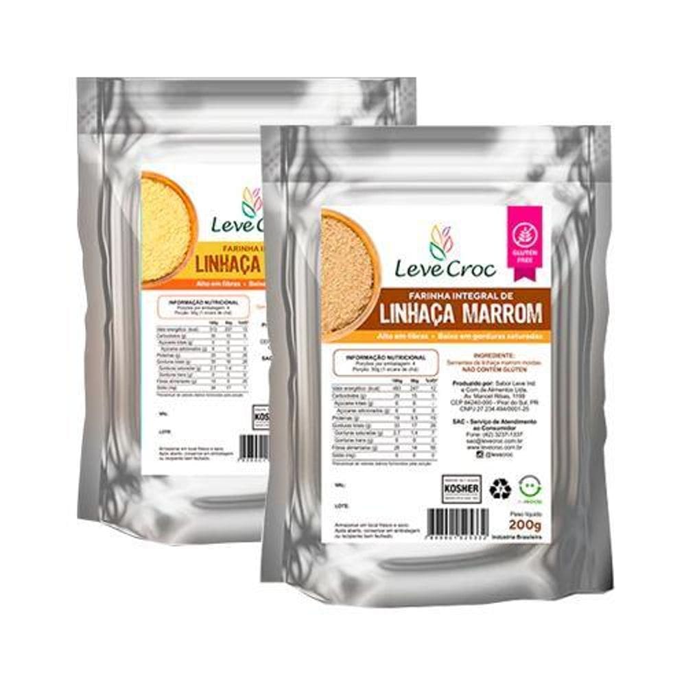 Kit 2 Farinhas Linhaça Sem Glúten Leve Croc: Dourada, Marrom