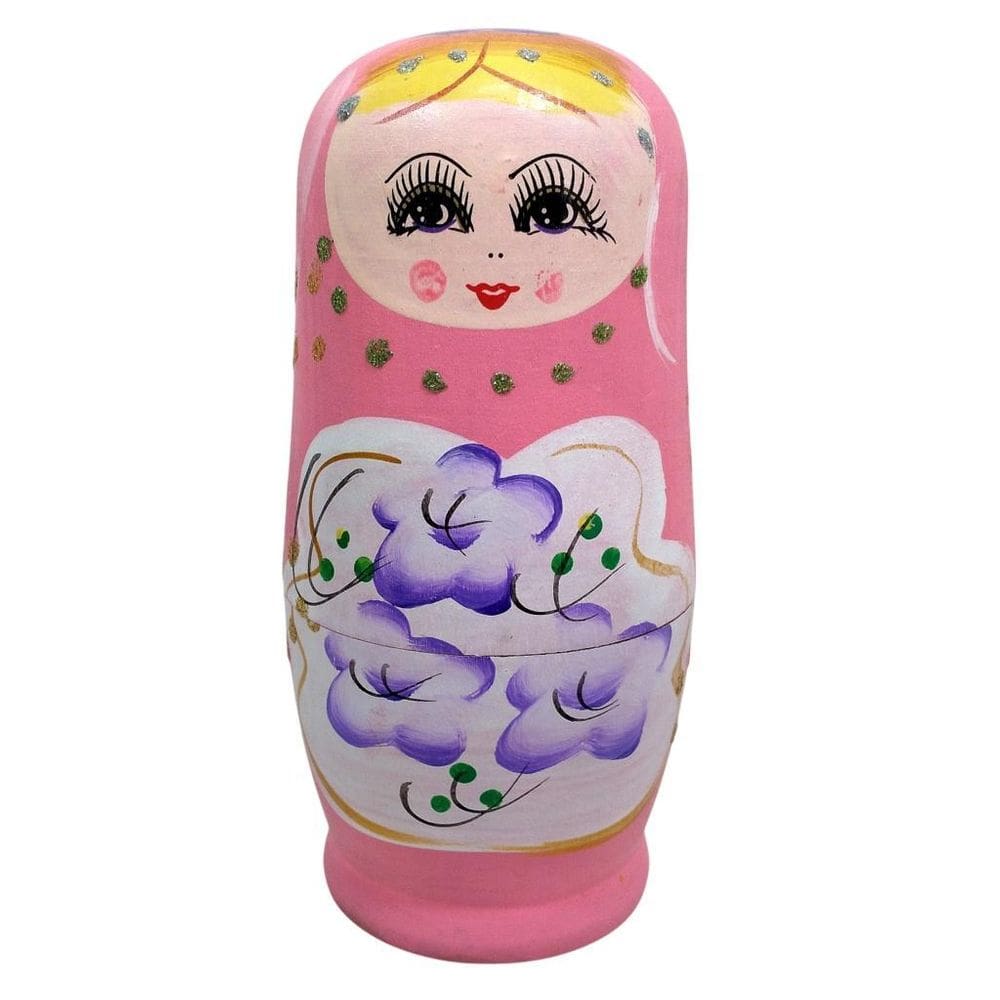 Matrioska Russa Rosa 02 6 Bonecas Uma Dentro Outra 14Cm