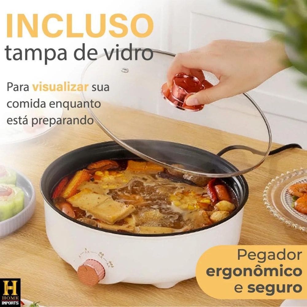 Panela Assadeira Caçarola Frigideira Elétrica Antiaderente 3