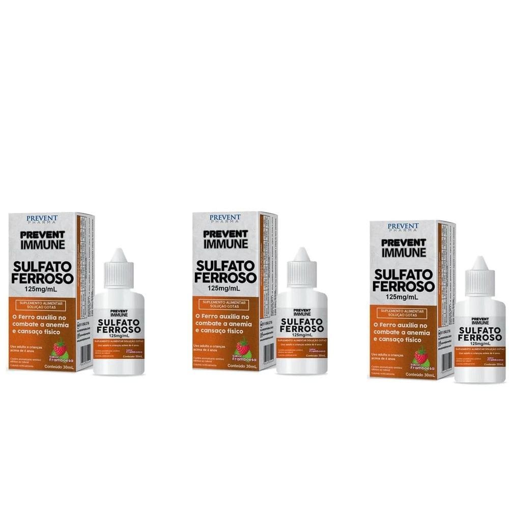 Kit C/3 Sulfato Ferroso Sol 30Ml - Prevent Pharma